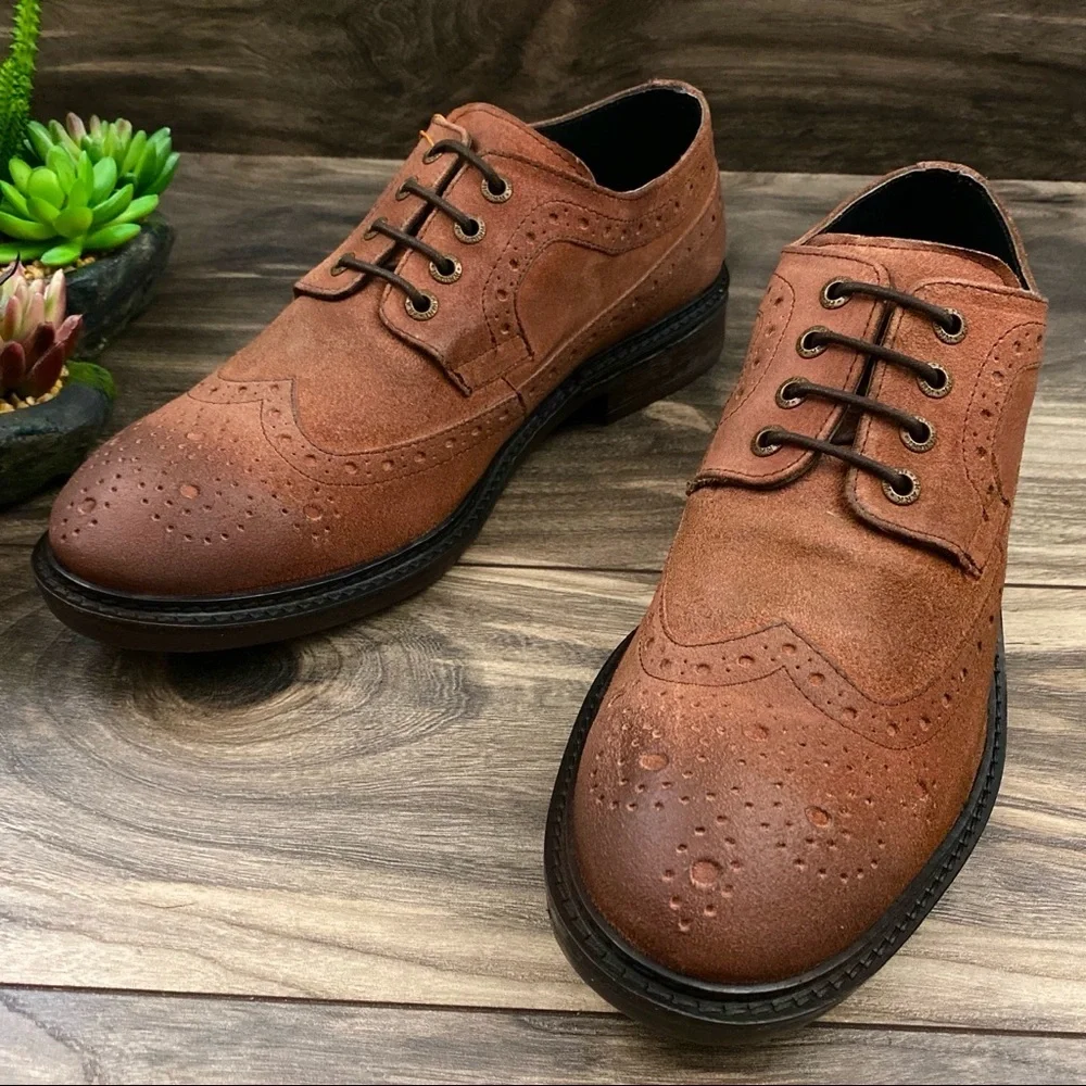 NIB Frank Wright Baird Rust Oil Suede Brogues 10